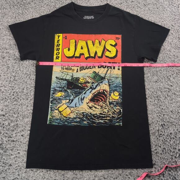 Jaws Movie Shirt Adult Small Black Retro Comic Short Sleeve Graphic Tee Men - Picture 3 of 6